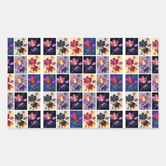 Herbst lässt rustikales Patchwork Quilt Collage Rechteckiger Aufkleber (Vorderseite)
