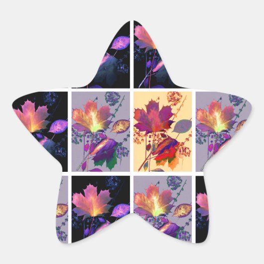 Herbst lässt rustikales Patchwork Quilt Collage Stern-Aufkleber (Vorderseite)