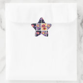 Herbst lässt rustikales Patchwork Quilt Collage Stern-Aufkleber (Tasche)