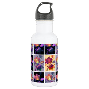 Herbst lässt rustikales Patchwork Quilt Collage Trinkflasche