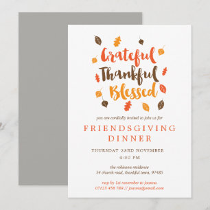 Herbst lässt Typografisches Friendsgiving-Dinner Einladung