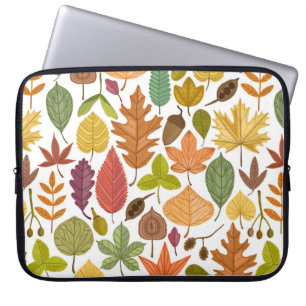 Herbst lässt Vintages nahtloses Muster auf weißer  Laptopschutzhülle
