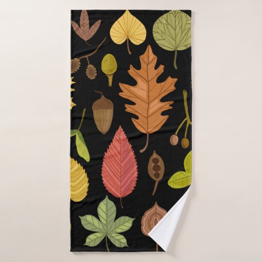 Herbst lässt Vintages Set abgeschieden auf schwarz Badehandtuch (Badehandtuch)