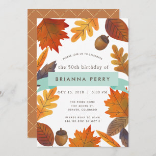 Herbst lässt Weißes Wasser Farbe Erwachsene Geburt Einladung