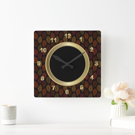 Herbst-Leaf-Muster Quadratische Wanduhr (Zuhause)