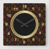 Herbst-Leaf-Muster Quadratische Wanduhr (Vorderseite)