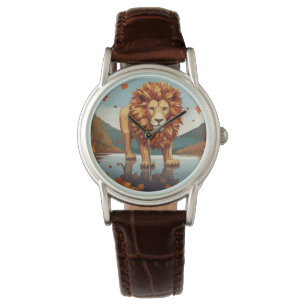 Herbst Leaves Male Lion Armbanduhr
