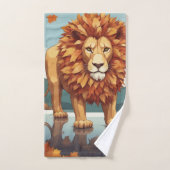 Herbst Leaves Male Lion Badhandtuch Set (Handtuch)
