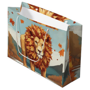 Herbst Leaves Male Lion Große Geschenktüte