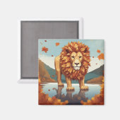 Herbst Leaves Male Lion Magnet (Vorderseite/Rückseite)