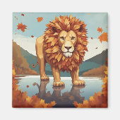 Herbst Leaves Male Lion Magnet (Vorne)