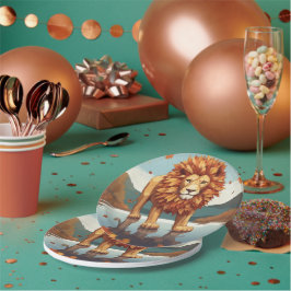 Herbst Leaves Male Lion Pappteller