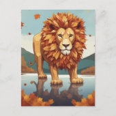 Herbst Leaves Male Lion Postkarte (Vorderseite)
