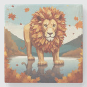 Herbst Leaves Male Lion Steinuntersetzer (Vorderseite)