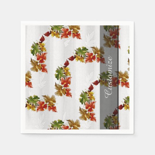 Herbst Leaves Muster White Napkins Serviette (Vorderseite)