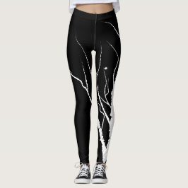 Herbst Leggings Weiß auf Schwarz