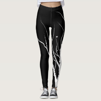 Herbst Leggings Weiß auf Schwarz