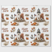 Herbst-Leuchtturm Braun Orange Herbstsaison Geschenkpapier (Flach)