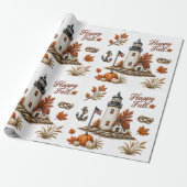 Herbst-Leuchtturm Braun Orange Herbstsaison Geschenkpapier (Ungerollt)