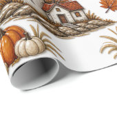 Herbst-Leuchtturm Braun Orange Herbstsaison Geschenkpapier (Rolleneckpunkt)