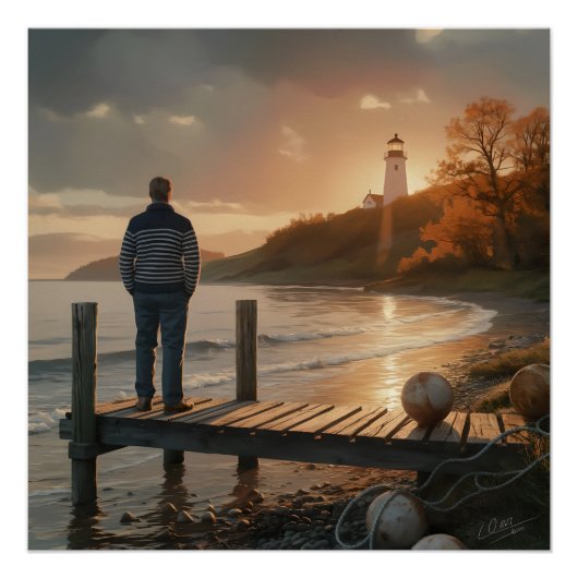 Herbst Leuchtturm Dock Coastal Fall Serenity Poster (Vorderseite)