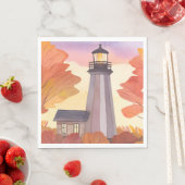 Herbst-Leuchtturm | Wasserfarben Herbstlaub Serviette (Beispiel)