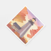 Herbst-Leuchtturm | Wasserfarben Herbstlaub Serviette (Ecke)