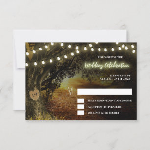 Herbst-Lichterkette Eichenbaum Hochzeit RSVP-Karte RSVP Karte