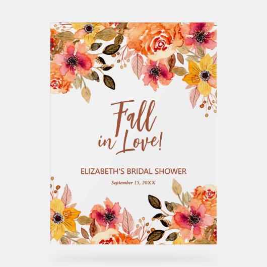 Herbst Liebe Blumenladen Brautparty Willkommen Acrylschild (Vorderseite)