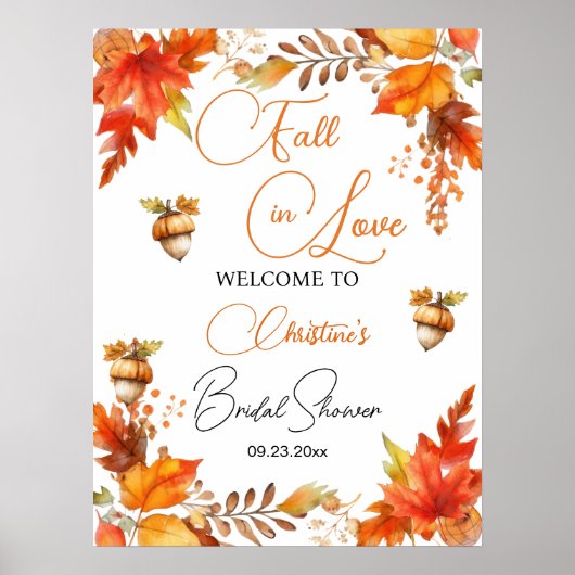 Herbst Liebe Boho Brautparty Willkommen Poster (Vorne)