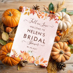 Herbst Liebe Boho Pumpkin Brautparty Willkommen Fotodruck<br><div class="desc">Diese Einladung spiegelt das Wesen der Herzlichkeit und der böhmischen Eleganz des Herbstes wider und sorgt dafür, dass Ihre Feier wirklich unvergesslich wird. Im Mittelpunkt des Designs steht ein zarter Kürbis in sanften Farbtönen, der die wunderbare Freude der Herbstsaison widerspiegelt. Um den Kürbis herum befinden sich atemberaubende Aquarellfarben-Blume und ein...</div>