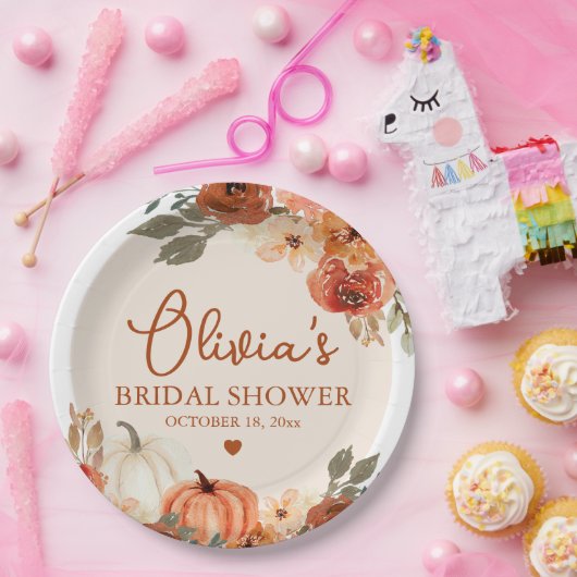 Herbst Liebe Boho Terracotta Pumpkin Brautparty Pappteller (Party)