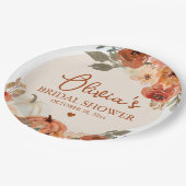 Herbst Liebe Boho Terracotta Pumpkin Brautparty Pappteller (Schrägansicht)