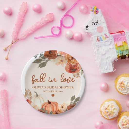 Herbst Liebe Boho Terracotta Pumpkin Brautparty Pappteller (Party)