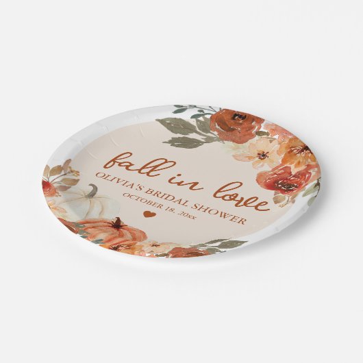 Herbst Liebe Boho Terracotta Pumpkin Brautparty Pappteller (Schrägansicht)