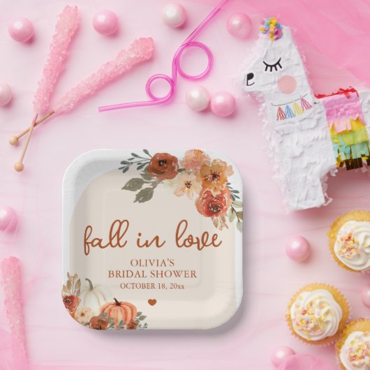 Herbst Liebe Boho Terracotta Pumpkin Brautparty Pappteller (Party)