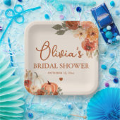 Herbst Liebe Boho Terracotta Pumpkin Brautparty Pappteller (Party)