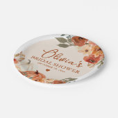 Herbst Liebe Boho Terracotta Pumpkin Brautparty Pappteller (Schrägansicht)