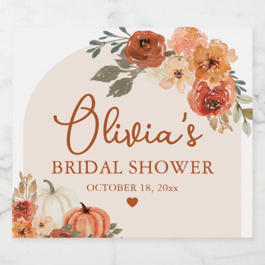 Herbst Liebe Boho Terracotta Pumpkin Brautparty Schaumweinetikett (Einzelnes Label)