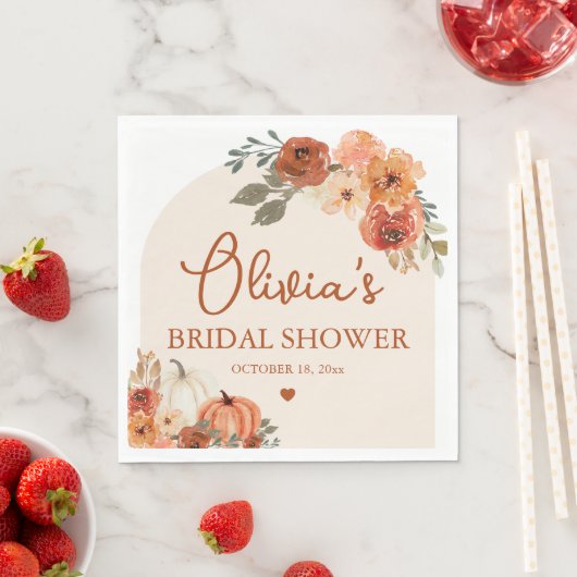 Herbst Liebe Boho Terracotta Pumpkin Brautparty Serviette (Beispiel)