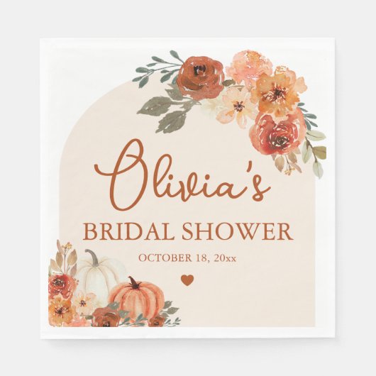 Herbst Liebe Boho Terracotta Pumpkin Brautparty Serviette (Vorderseite)