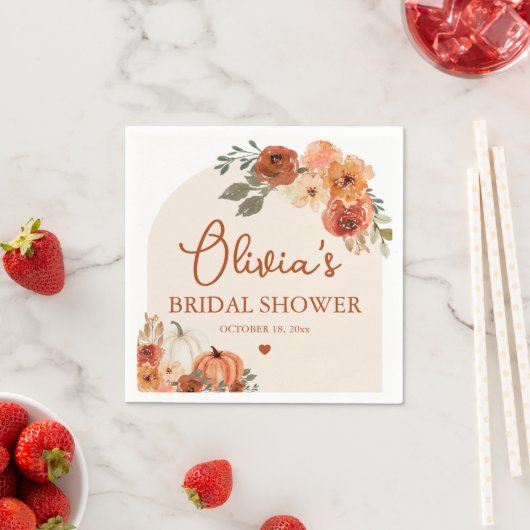 Herbst Liebe Boho Terracotta Pumpkin Brautparty Serviette (Beispiel)