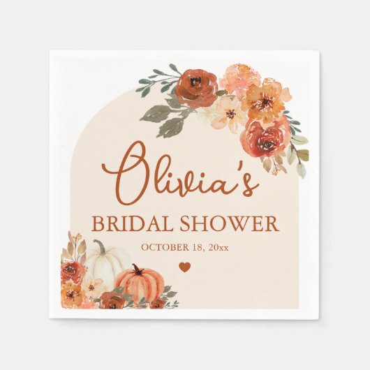 Herbst Liebe Boho Terracotta Pumpkin Brautparty Serviette (Vorderseite)