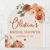 Herbst Liebe Boho Terracotta Pumpkin Brautparty Weinetikett (Einzelnes Label)