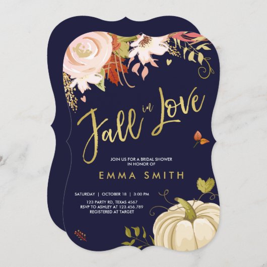Herbst Liebe Brautdusche Einladung Baby Herbst (Vorne/Hinten)