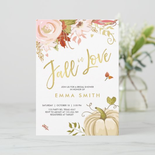 Herbst Liebe Brautdusche Einladung Baby Herbst (Stehend Vorderseite)