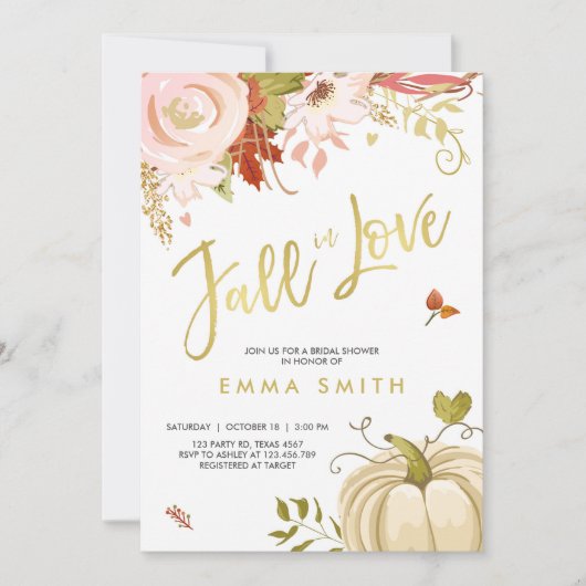 Herbst Liebe Brautdusche Einladung Baby Herbst (Vorderseite)
