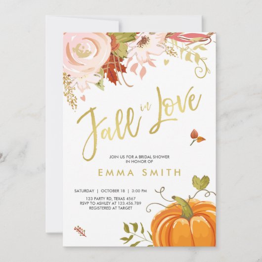 Herbst Liebe Brautdusche Einladung Baby Herbst (Vorderseite)