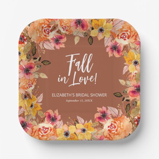 Herbst Liebe Brautparty Florenz Pappteller (Vorderseite)