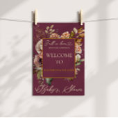 Herbst Liebe Burgund Herbst Eleganz mit Blumen Poster